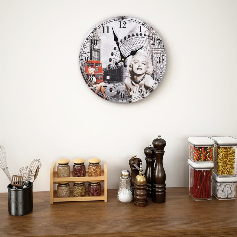 Wandklok Vintage Stijl Bloemen