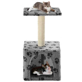 Kattenkrabpaal Met Sisal Krabpaal Pootafdrukken Grijs