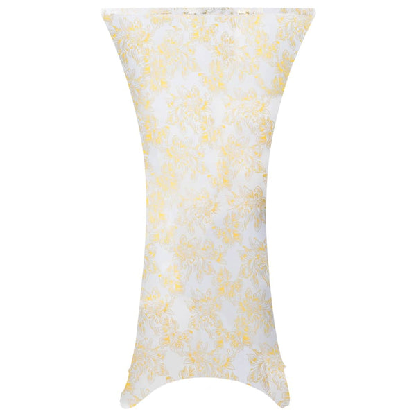 2 St Tafelhoezen Stretch 70 Cm Wit Met Gouden Opdruk