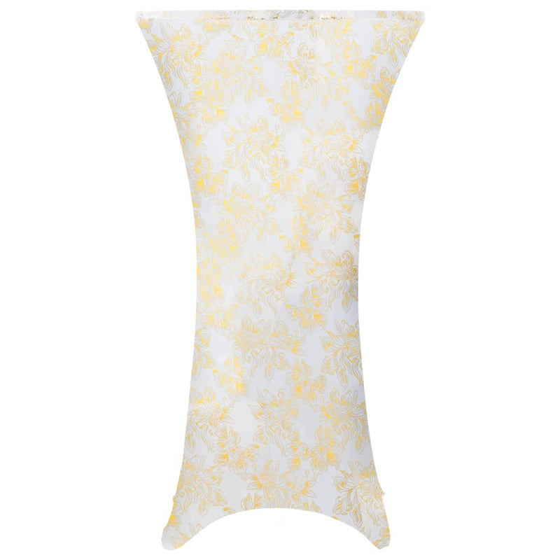 2 St Tafelhoezen Stretch 70 Cm Wit Met Gouden Opdruk