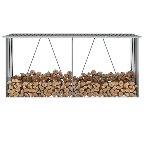 Haardhoutschuur 330X84X152 Cm Gegalvaniseerd Staal