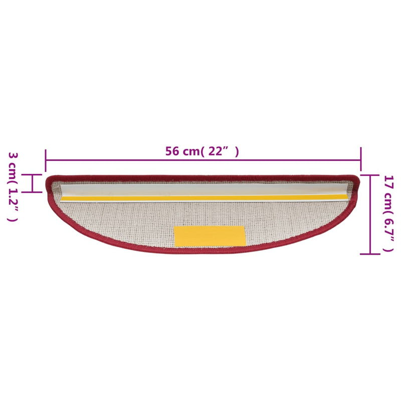 Trapmatten Bordeaux Halfrond Rood