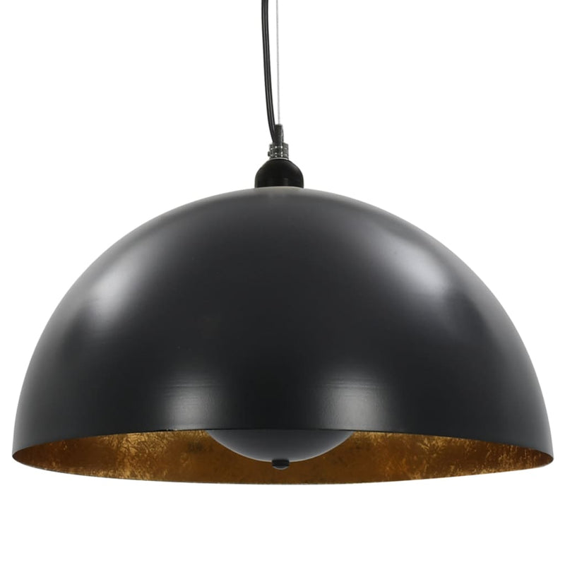 Plafondlampen Halfrond E27 Zwart En Goudkleurig