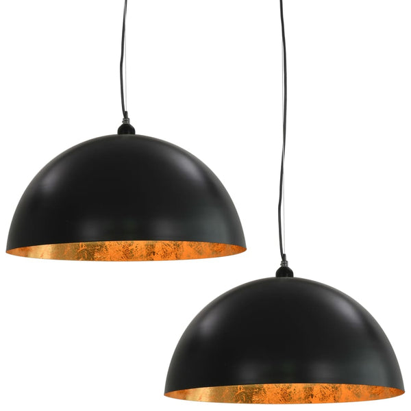Plafondlampen Halfrond E27 Zwart En Goudkleurig