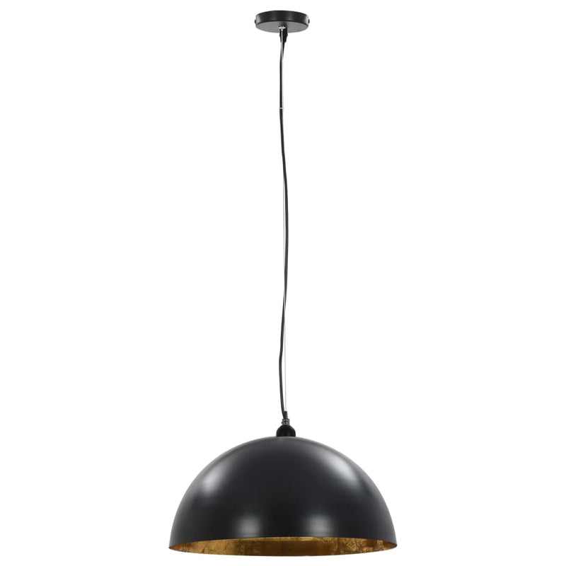 Plafondlampen Halfrond E27 Zwart En Goudkleurig