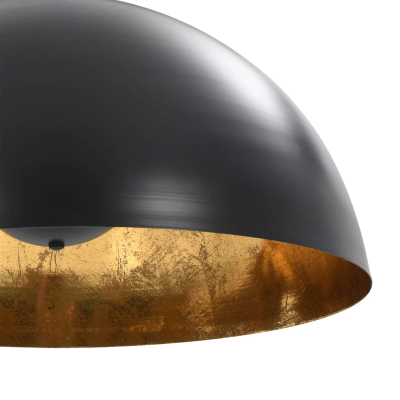 Plafondlampen Halfrond E27 Zwart En Goudkleurig