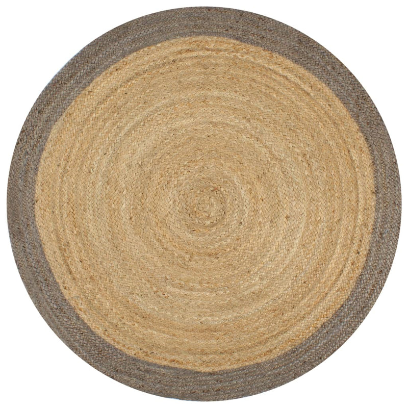 Vloerkleed Handgemaakt Met Grijze Rand Jute