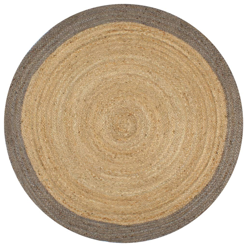 Vloerkleed Handgemaakt Met Grijze Rand Jute
