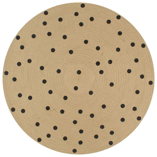 Vloerkleed Handgemaakt Met Print Polkadot Jute