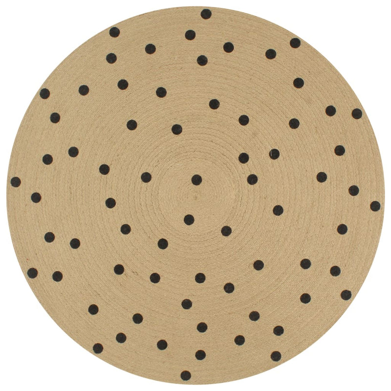 Vloerkleed Handgemaakt Met Print Polkadot Jute