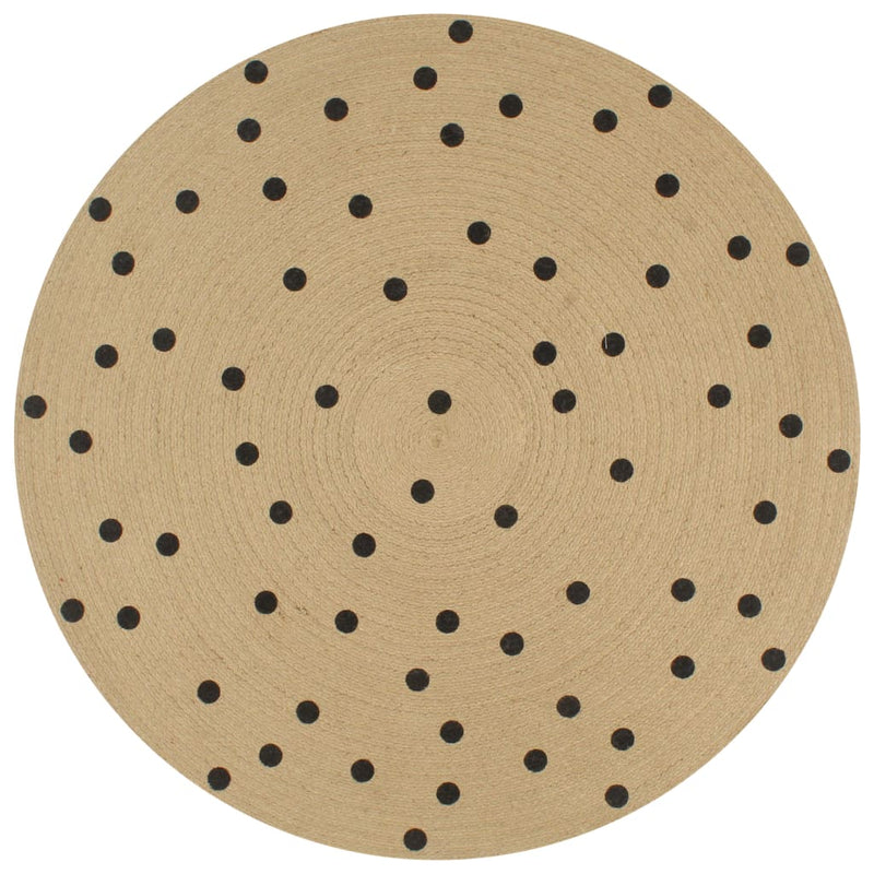 Vloerkleed Handgemaakt Met Print Polkadot Jute