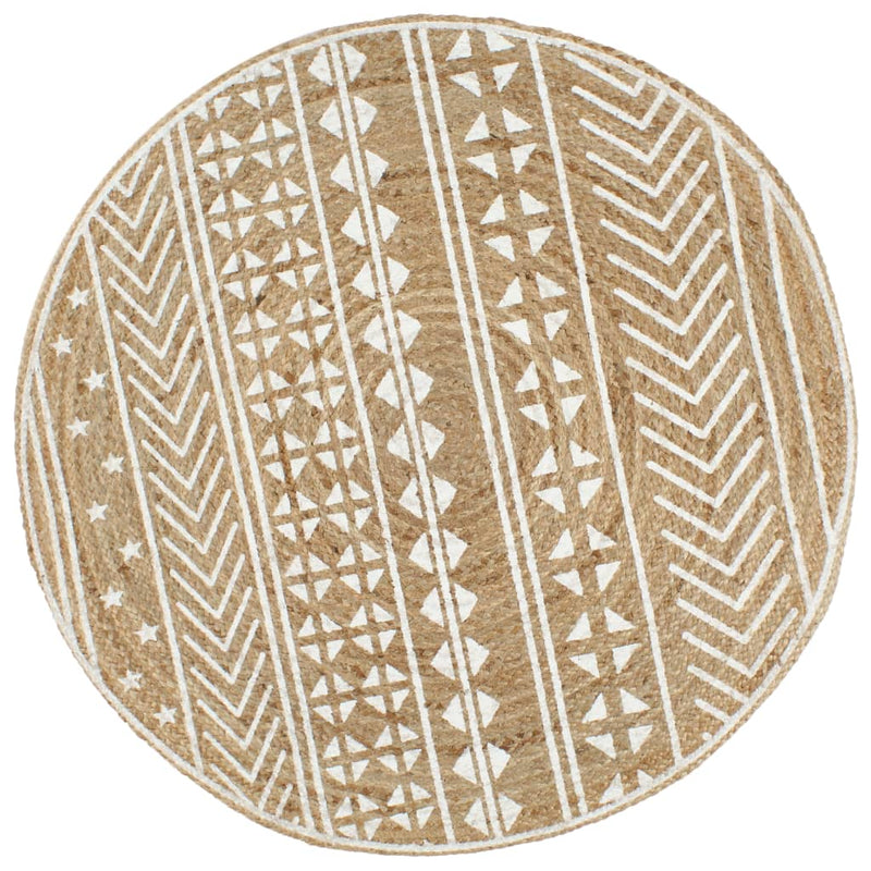 Vloerkleed Handgemaakt Met Print Polkadot Jute