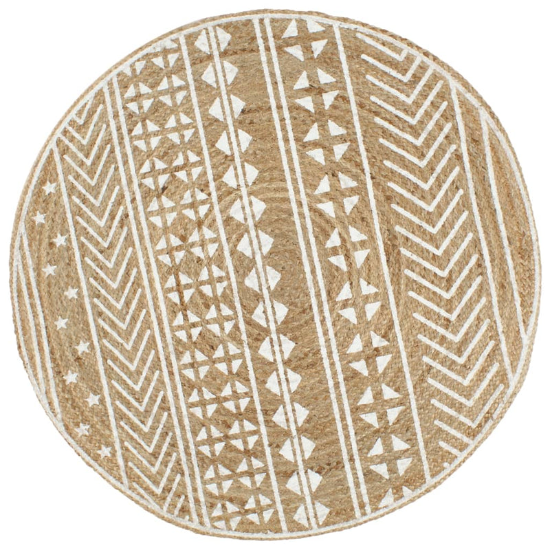 Vloerkleed Handgemaakt Met Print Polkadot Jute