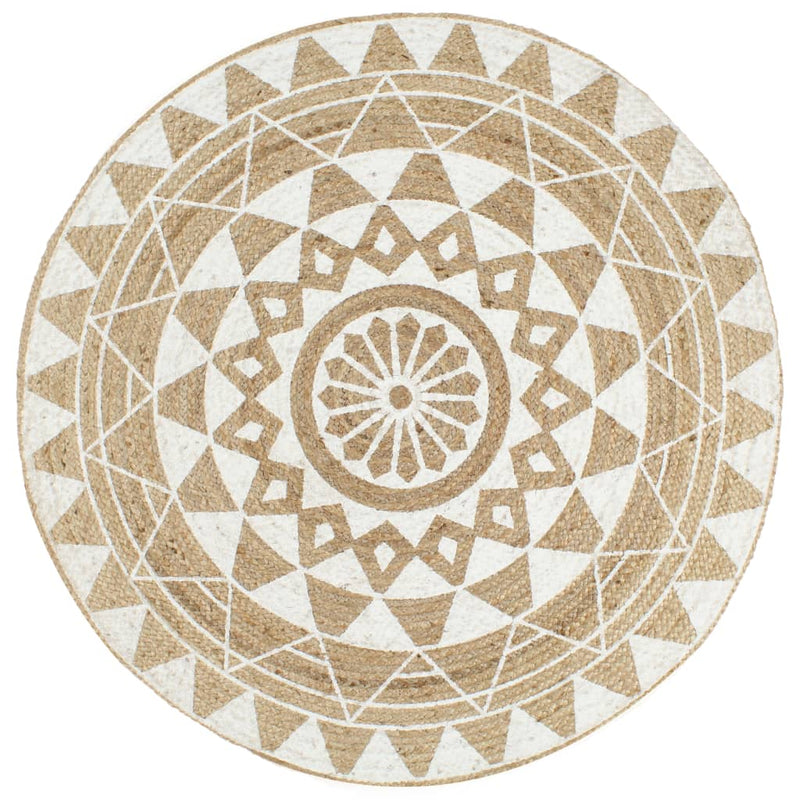 Vloerkleed Handgemaakt Met Print Polkadot Jute