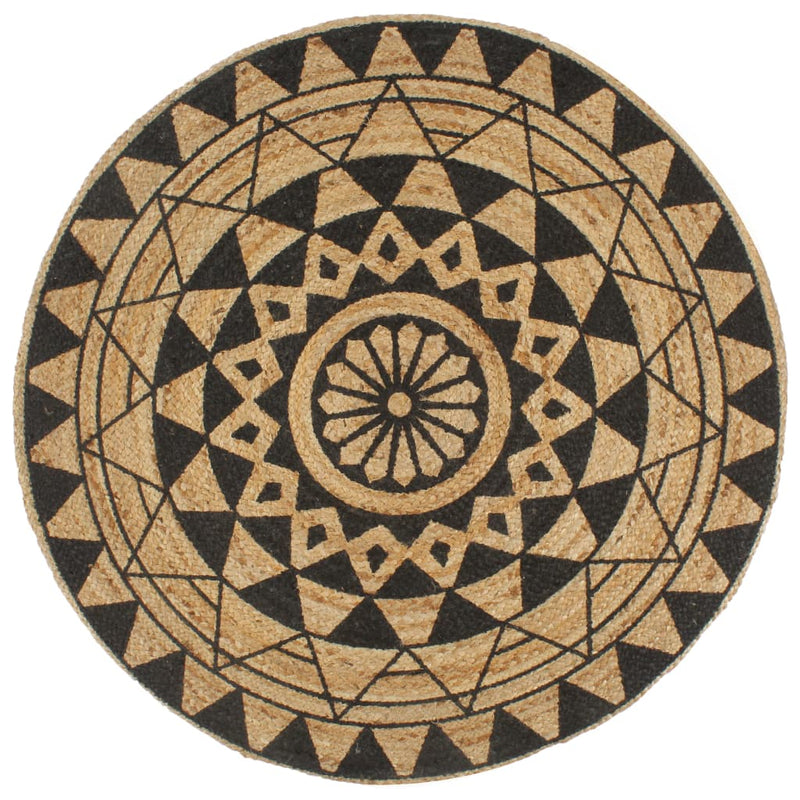 Vloerkleed Handgemaakt Met Print Polkadot Jute