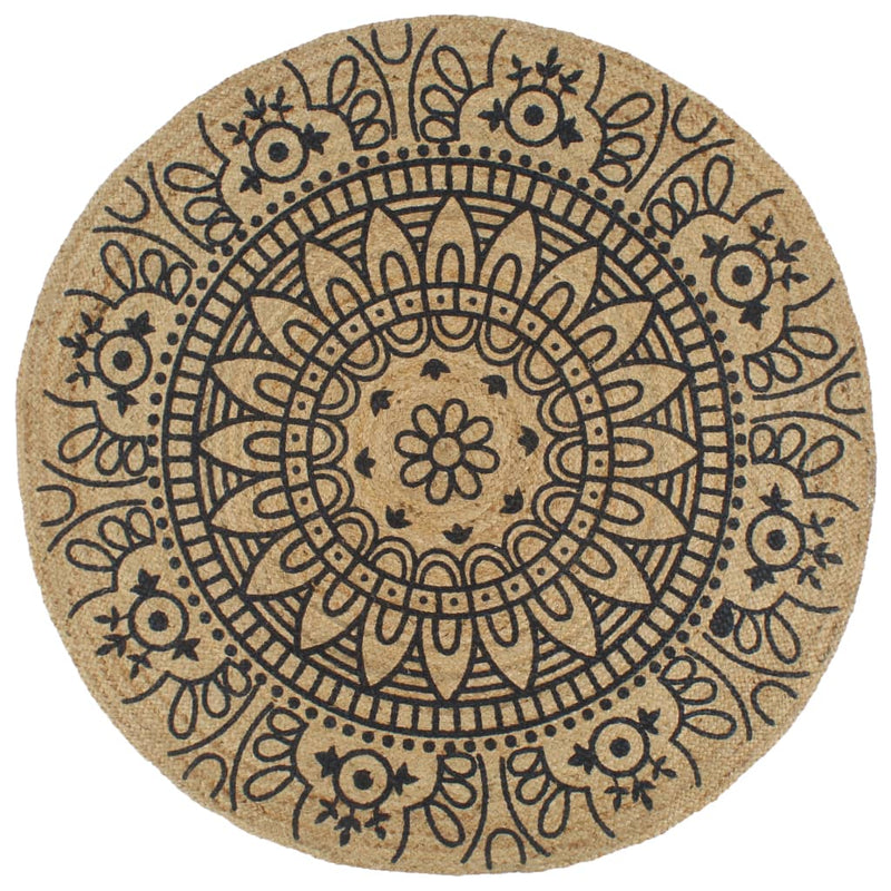 Vloerkleed Handgemaakt Met Print Polkadot Jute