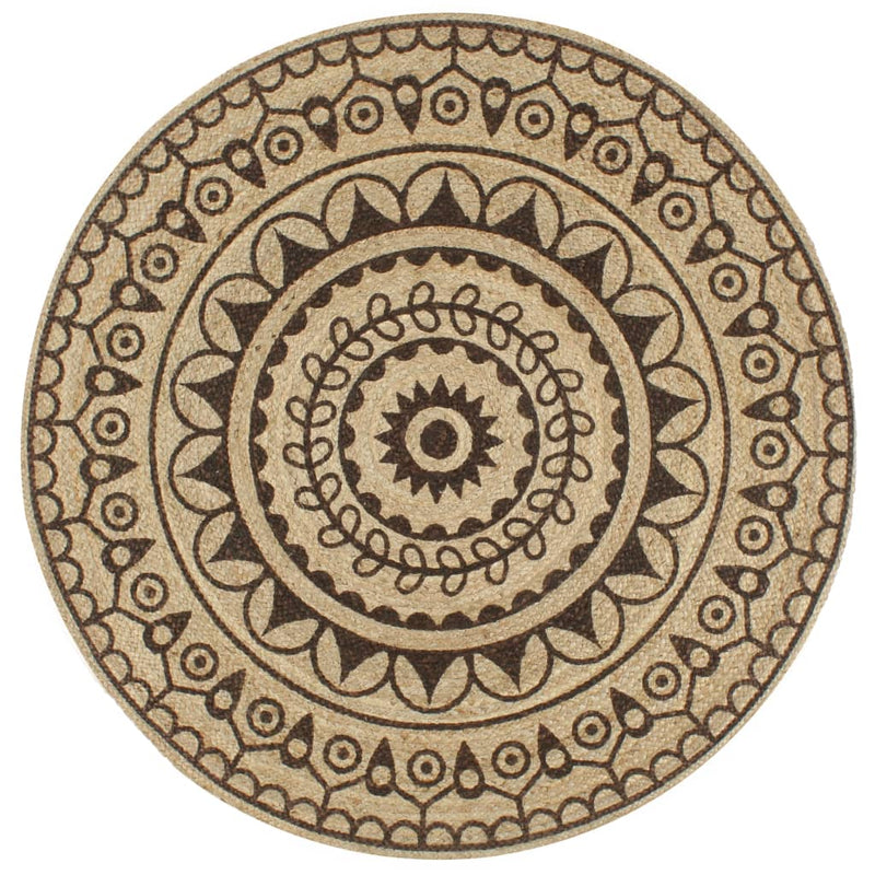 Vloerkleed Handgemaakt Met Print Polkadot Jute