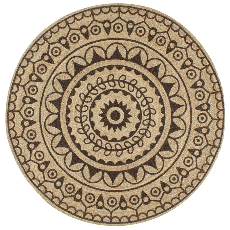Vloerkleed Handgemaakt Met Print Polkadot Jute
