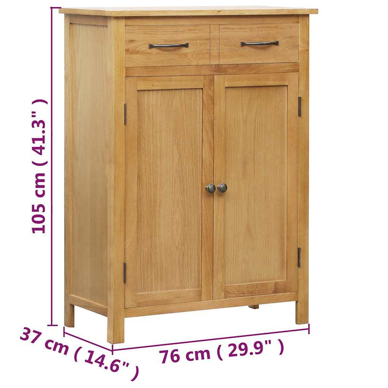 Schoenenkast 76X37X105 Cm Massief Eikenhout