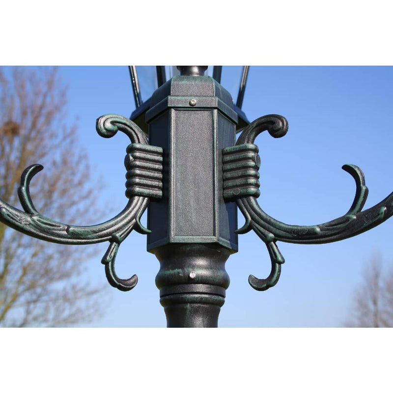 Tuinlantaarn Met 2 Armen 230 Cm Aluminium Donkergroen/Zwart