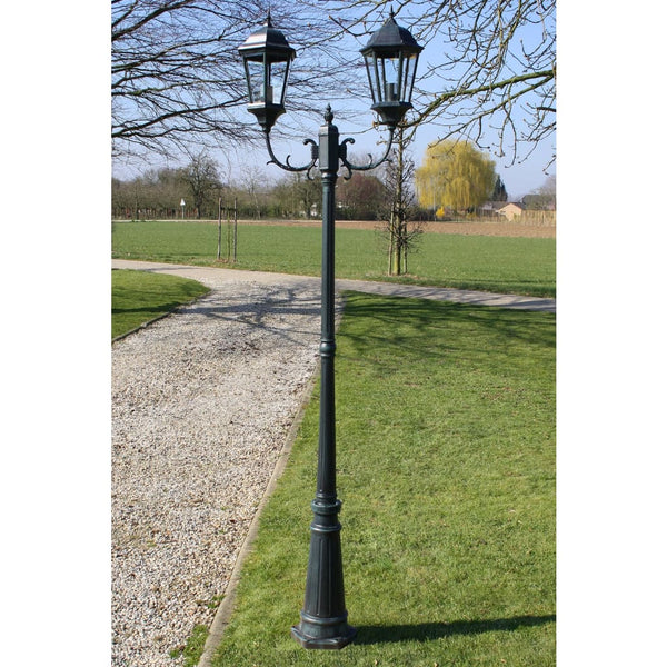 Tuinlantaarn Met 2 Armen 230 Cm Aluminium Donkergroen/Zwart