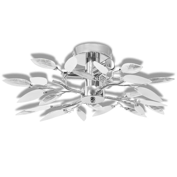 Plafondlamp Met Kristal Bladeren 3Xe14 Acryl En Transparant Wit