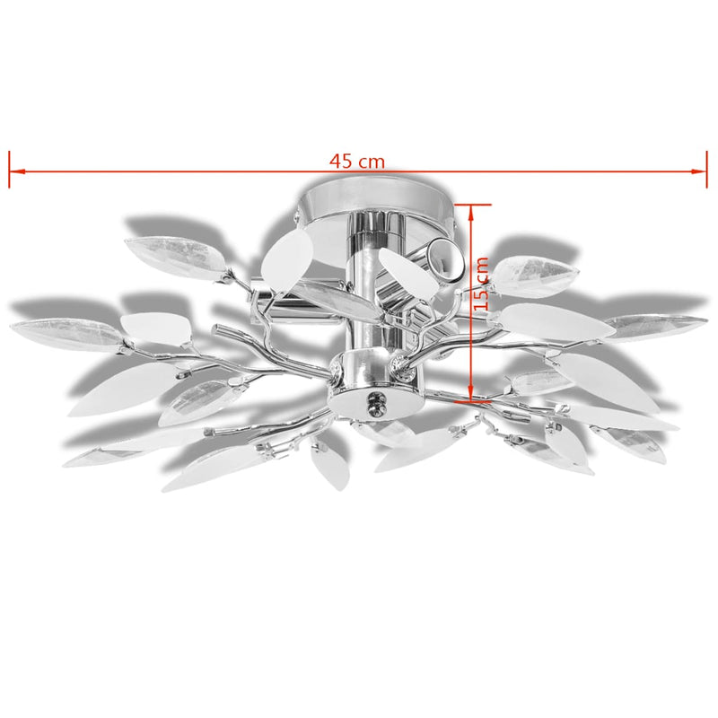 Plafondlamp Met Kristal Bladeren 3Xe14 Acryl En Transparant Wit