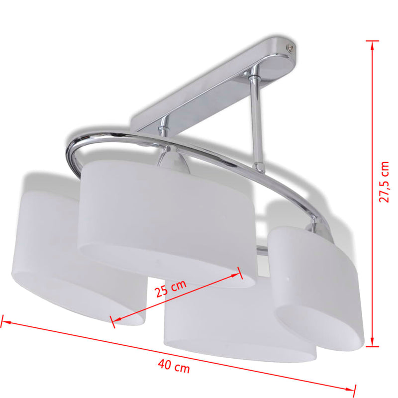 Plafondlamp Met Ellips Glazen Kapjes (4 X E14)