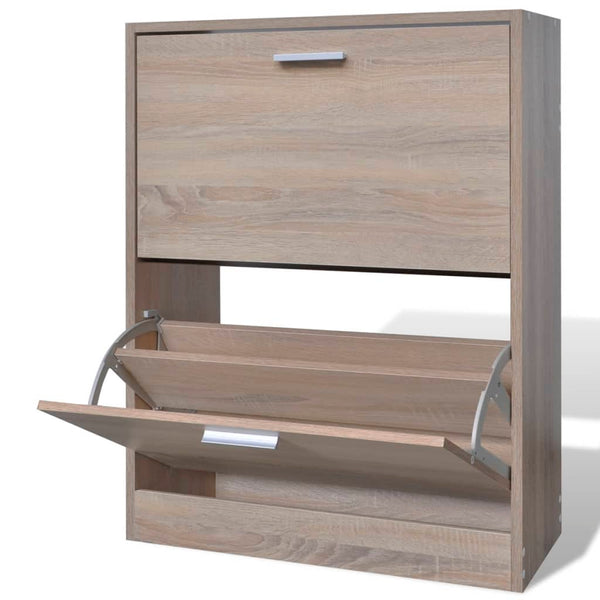 Schoenenkast Met 2 Vakken -Look Hout Eiken