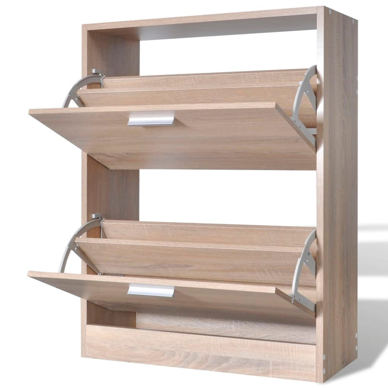 Schoenenkast Met 2 Vakken -Look Hout Eiken