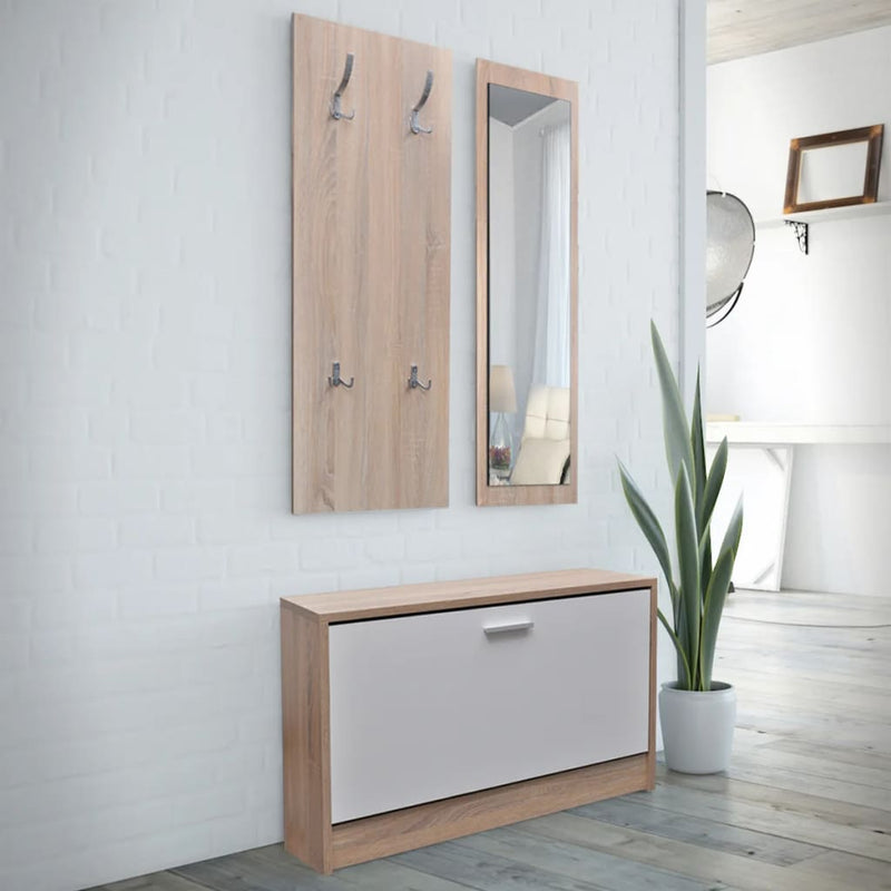 Schoenenkastset 3-In-1 Bewerkt Hout