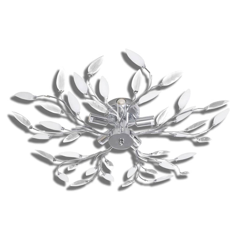 Plafondlamp Met Kristallen Bladeren Van Acryl 5Xe14 Wit Doorzichtig