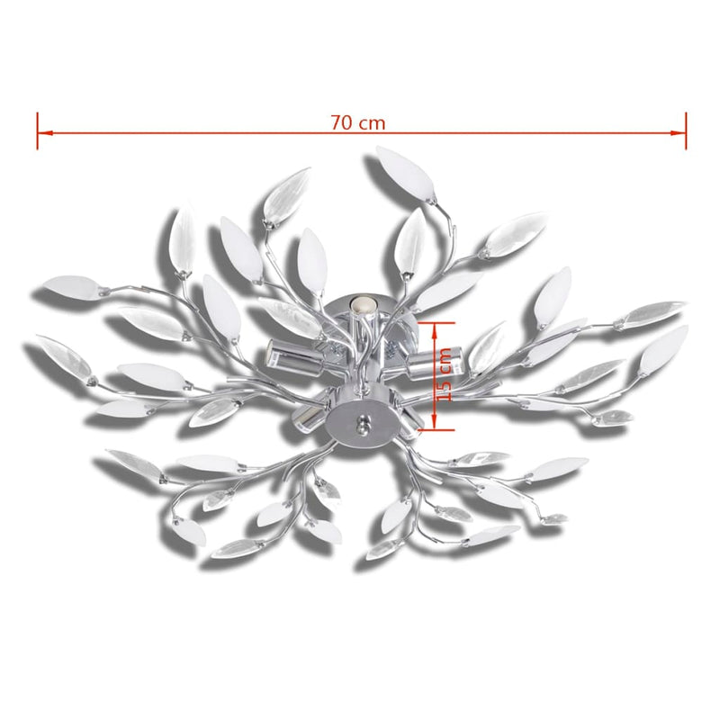 Plafondlamp Met Kristallen Bladeren Van Acryl 5Xe14 Wit Doorzichtig