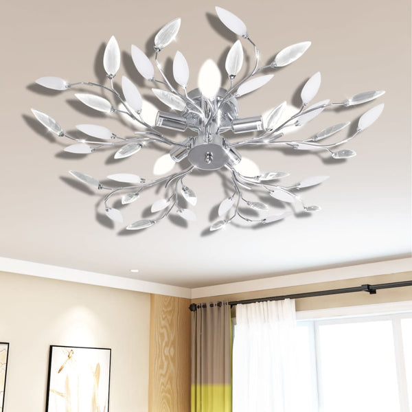 Plafondlamp Met Kristallen Bladeren Van Acryl 5Xe14 Wit Doorzichtig
