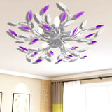 Plafondlamp Witte En E Acryl Kristal Bladeren 3Xe14 Paars