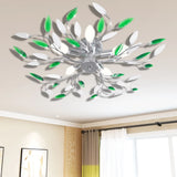 Plafondlamp Witte En E Acryl Kristal Bladeren 3Xe14 Groen