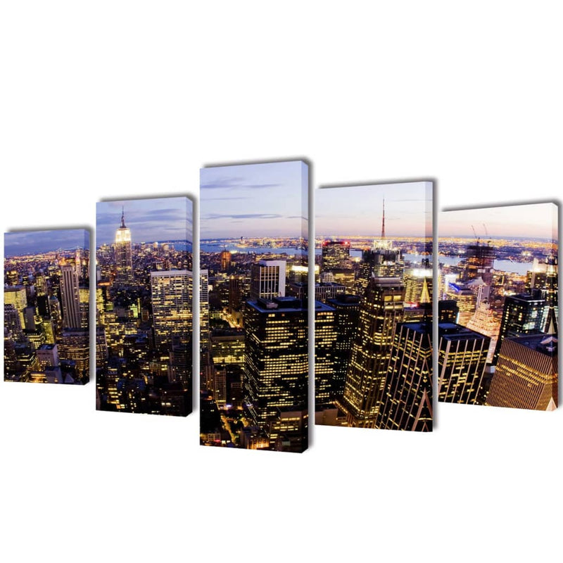 Canvas Muurdruk Set Monochroom New York Skyline