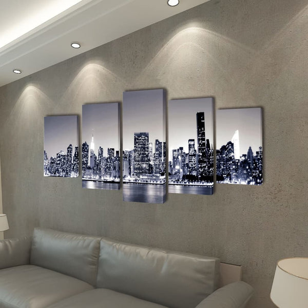 Canvas Muurdruk Set Monochroom New York Skyline