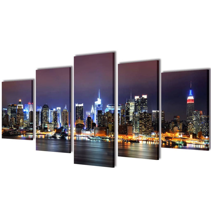 Canvas Muurdruk Set Monochroom New York Skyline