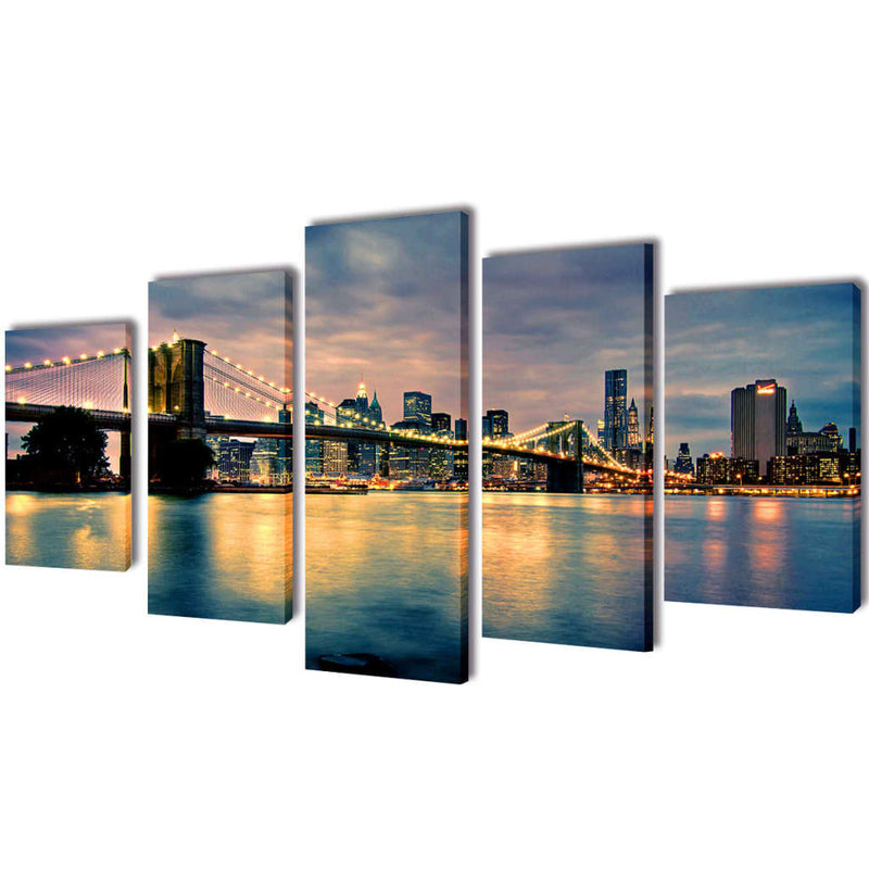 Canvas Muurdruk Set Monochroom New York Skyline