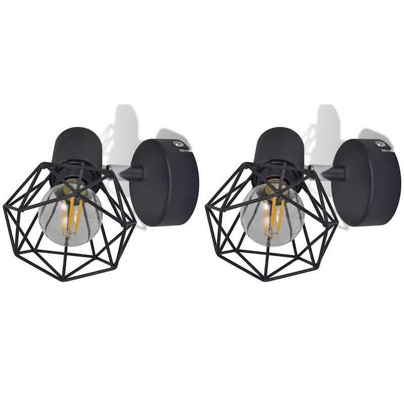 Wandlampen 2 St Met Led Industriële Stijl Zwart