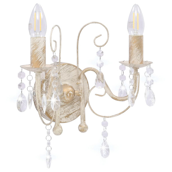 Wandlamp Met Kralen 2Xe14 Antiek