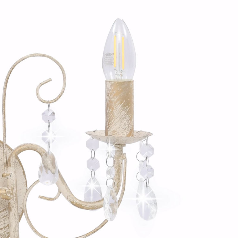 Wandlamp Met Kralen 2Xe14 Antiek