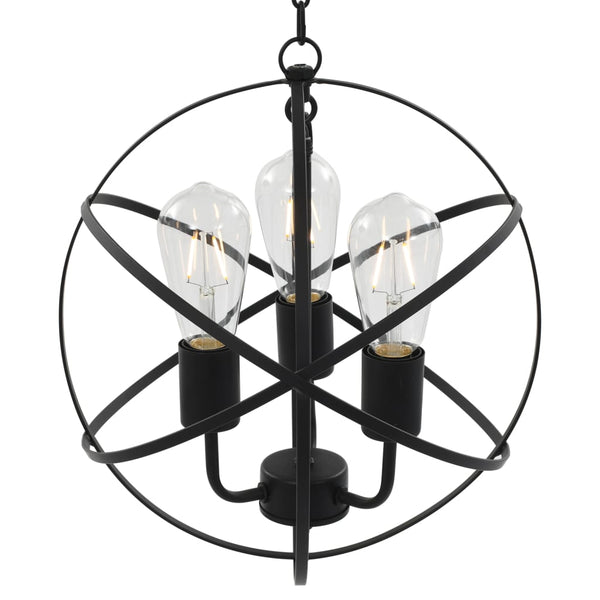 Hanglamp Rond 3Xe27 Zwart Grijs