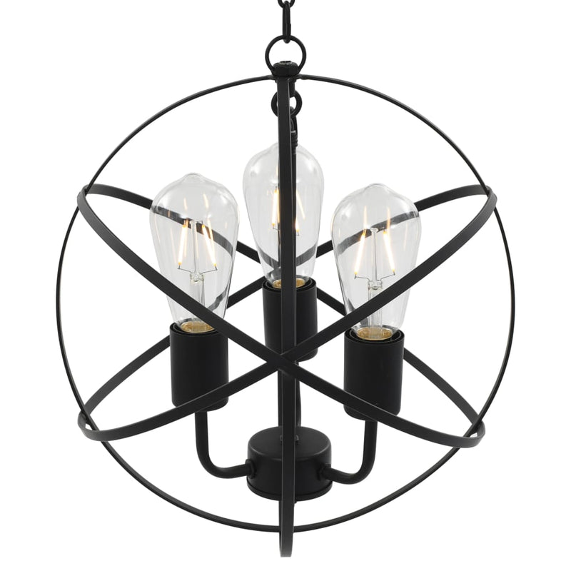 Hanglamp Rond 3Xe27 Zwart Grijs
