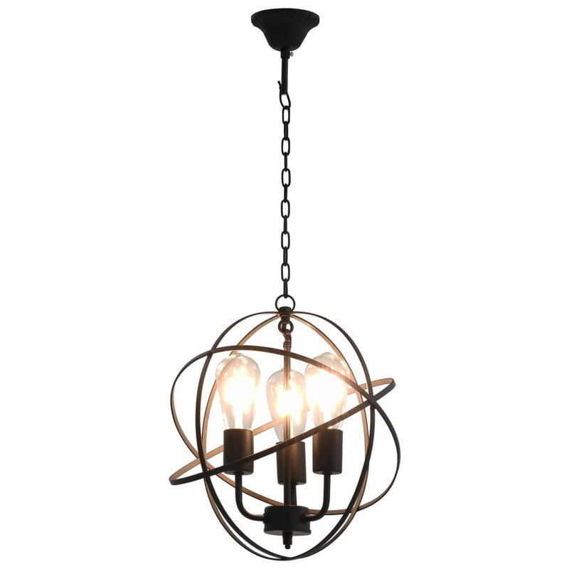 Hanglamp Rond 3Xe27 Zwart Grijs