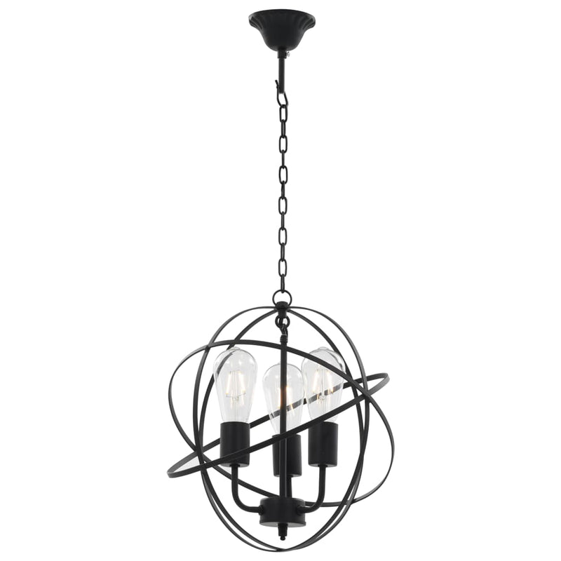 Hanglamp Rond 3Xe27 Zwart Grijs