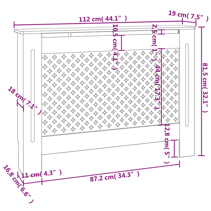 Radiatorombouw 112X19X81,5 Cm Mdf