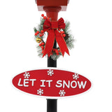Straatlantaarn Met Kerstman Led Zwart En Rood