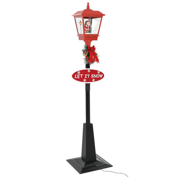 Straatlantaarn Met Kerstman Led Zwart En Rood
